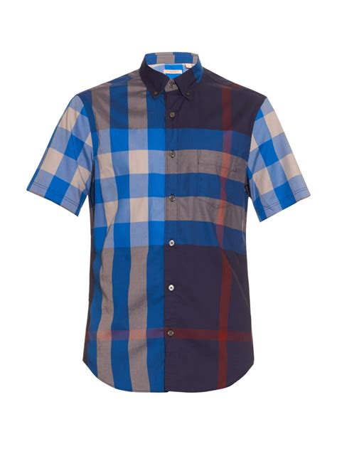 burberry brit fred short sleeve|BURBERRY Brit Men's Sky Blue fred Woven Short Sleeve Check .